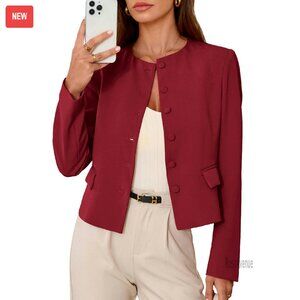 Professional Blazer Long Sleeve Office Work Jacket Polyester Blend